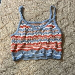 Striped Knit Cropped Tank Top